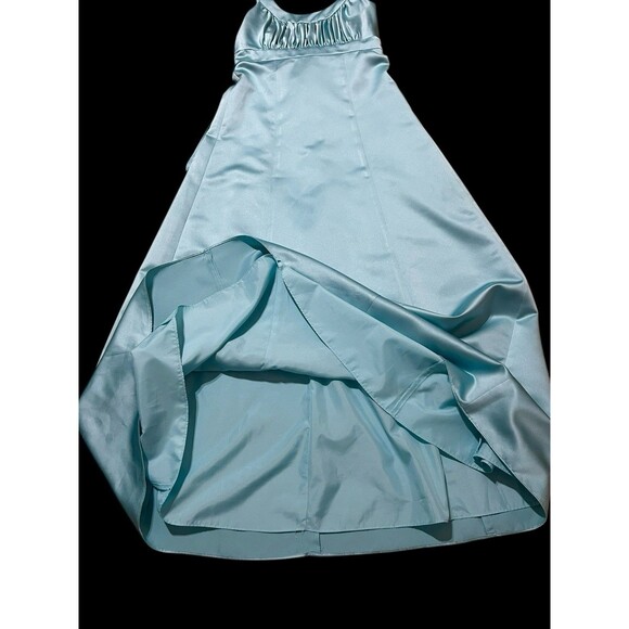 David’s Bridal JB3555 Junior Bridesmaid A-line Gown Pool Blue Aqua Sz 12 - Picture 7 of 10
